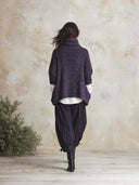 Women's Oversized Marled Plum Knit Funnel-Neck Poncho Sweater ZMZ2760J8YZH