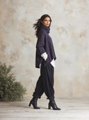 Women's Oversized Marled Plum Knit Funnel-Neck Poncho Sweater ZMZ2760J8YZH
