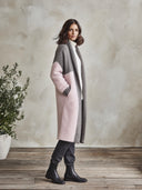 Women's Long Grey And Pink Colorblock Knit Cardigan Open Front Sweater Coat ZMZ2786J6YZH