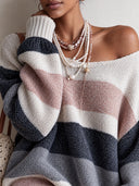 Women's Fashionable Color-Block One-Shoulder Knitted Mini Dress ZMZ2760J1SWL