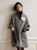 Women's Classic Black And White Tweed Three-quarter Sleeve Dress ZMZ2717J4SWL