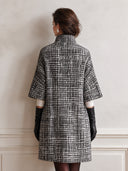 Women's Classic Black And White Tweed Three-quarter Sleeve Dress ZMZ2717J4SWL