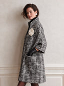 Women's Classic Black And White Tweed Three-quarter Sleeve Dress ZMZ2717J4SWL