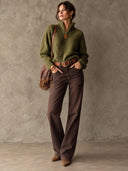 Women’s Vintage-Style Casual Knitted Zip-Up Pullover Sweater ZMZ2748J2ZJY
