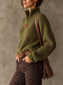 Women’s Vintage-Style Casual Knitted Zip-Up Pullover Sweater ZMZ2748J2ZJY