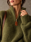 Women’s Vintage-Style Casual Knitted Zip-Up Pullover Sweater ZMZ2748J2ZJY