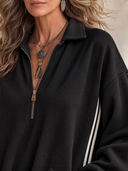 Women’s Vintage-Style Casual Long-Sleeve Maxi Dress In Air-Layer Fabric With Lapel Collar And Zipper ZMZ2704J8ZYY