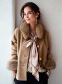 Women's Classic Warm Camel Wool Blend Jacket With Faux Fur Collar ZMZ2764J8SWL