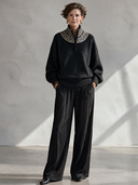 Women’s Vintage-Style Casual Jacquard Long-Sleeve Loose Sweater With A Stand-Up Collar And Buttons ZMZ2706J0ZYY