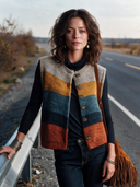 Women’s Vintage-style Casual Color-block Button-front Knit Vest ZMZ2781J3ZYY