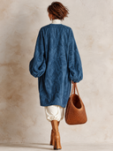 Women's Simple Blue Faux Suede Long Coat ZMZ2805J0XT