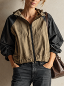 Women's Sporty Casual Color Block Hooded Zipper Windproof Jacket ZMZ2875J9XT