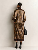 Women’s Vintage-Style Acetate Satin Printed High-Neck Long-Sleeve Midi Dress ZMZ2893J6SWL