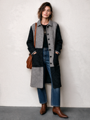 Women’s Vintage Tweed Houndstooth Patchwork Knee-Length Coat ZMZ2855J4SWL