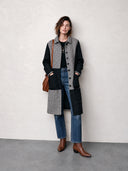 Women’s Vintage Tweed Houndstooth Patchwork Knee-Length Coat ZMZ2855J4SWL