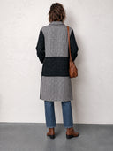 Women’s Vintage Tweed Houndstooth Patchwork Knee-Length Coat ZMZ2855J4SWL