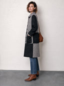Women’s Vintage Tweed Houndstooth Patchwork Knee-Length Coat ZMZ2855J4SWL