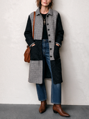 Women’s Vintage Tweed Houndstooth Patchwork Knee-Length Coat ZMZ2855J4SWL