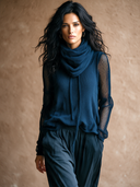 Women's Retro Casual Knitted Mesh Collar Sweater With Two-Piece Design ZMZ2901J0ZJY
