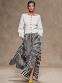 Women’s Vintage-Style Ribbed Knit Cardigan And Striped Skirt Set ZMZ2941J2ZJY