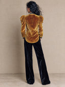 Women's Retro Casual Velvet Ribbed Collar Button-Up Long Sleeve Shirt ZMZ2910J9ZJY