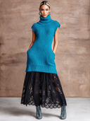 Women’s Vintage-style Casual Ribbed-knit And Lace-paneled High-neck Sleeveless Maxi Dress ZMZ2996J4ZJY