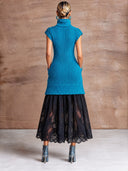 Women’s Vintage-style Casual Ribbed-knit And Lace-paneled High-neck Sleeveless Maxi Dress ZMZ2996J4ZJY