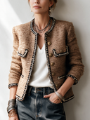 Women's Vintage Brown Tweed Button-Front Jacket ZMZ2967J4SWL
