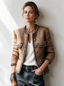Women's Vintage Brown Tweed Button-Front Jacket ZMZ2967J4SWL