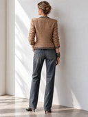 Women's Vintage Brown Tweed Button-Front Jacket ZMZ2967J4SWL
