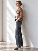 Women's Vintage Brown Tweed Button-Front Jacket ZMZ2967J4SWL