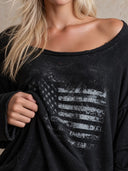 Women's Retro Casual Knitted American Flag Print Loose Pullover Long-Sleeve Sweater ZMZ2974J4ZJY