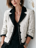 Women's Vintage Tweed Notched Collar Three Buttons Jacket ZMZ2962J3SWL