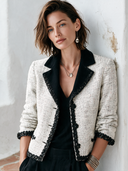 Women's Vintage Tweed Notched Collar Three Buttons Jacket ZMZ2962J3SWL