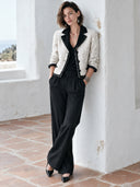 Women's Vintage Tweed Notched Collar Three Buttons Jacket ZMZ2962J3SWL