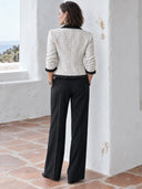 Women's Vintage Tweed Notched Collar Three Buttons Jacket ZMZ2962J3SWL