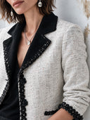 Women's Vintage Tweed Notched Collar Three Buttons Jacket ZMZ2962J3SWL