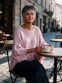 Women’s French-style Elegant Pink Crew-neck Long-sleeve Loose Sweater With Raw-edge Detailing ZMZ2982J4ZYY