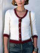 Women’s Classic Color-Block Button-Front Slim-Fit Knitted Cardigan ZMZ2943J7SWL