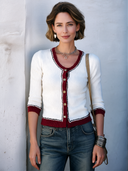 Women’s Classic Color-Block Button-Front Slim-Fit Knitted Cardigan ZMZ2943J7SWL