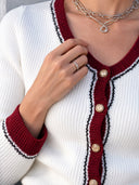 Women’s Classic Color-Block Button-Front Slim-Fit Knitted Cardigan ZMZ2943J7SWL