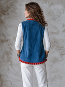 Women’s American-style Vintage Faux-suede Vest With A Stand Collar And Ruffles ZMZ2961J1ZYY