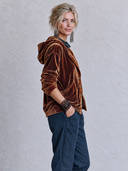 Women’s American-Retro Loose-Fit Velvet Jacket With Hood And Asymmetric Front Opening ZMZ2928J2ZYY