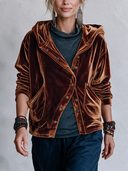 Women’s American-Retro Loose-Fit Velvet Jacket With Hood And Asymmetric Front Opening ZMZ2928J2ZYY