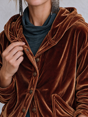 Women’s American-Retro Loose-Fit Velvet Jacket With Hood And Asymmetric Front Opening ZMZ2928J2ZYY