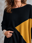 Women’s American-Vintage Style Long-Sleeve Loose Velvet Maxi Dress With Ribbed-Knit Crew Neck And Paneling Details ZMZ2956J7ZYY