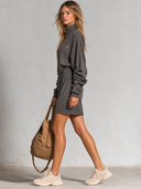 Women’s Charcoal Half-Zip Sweatshirt-Style Mini Dress ZMZ3024J6XT