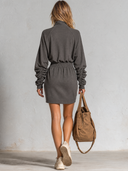 Women’s Charcoal Half-Zip Sweatshirt-Style Mini Dress ZMZ3024J6XT