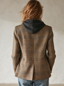 Women's Vintage Brown Plaid Notched Lapel Blazer ZMZ3064J9XT