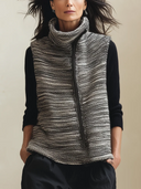 Women's Grey Marl Knit Zip-Up Vest With Funnel Neck ZMZ3093J9YZH